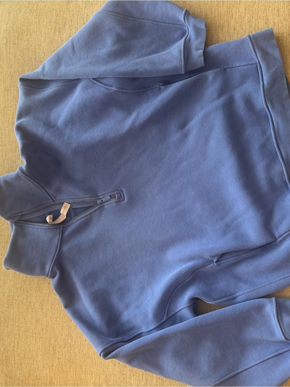 lululemon athletica light blue quarter-zip fleece pullover